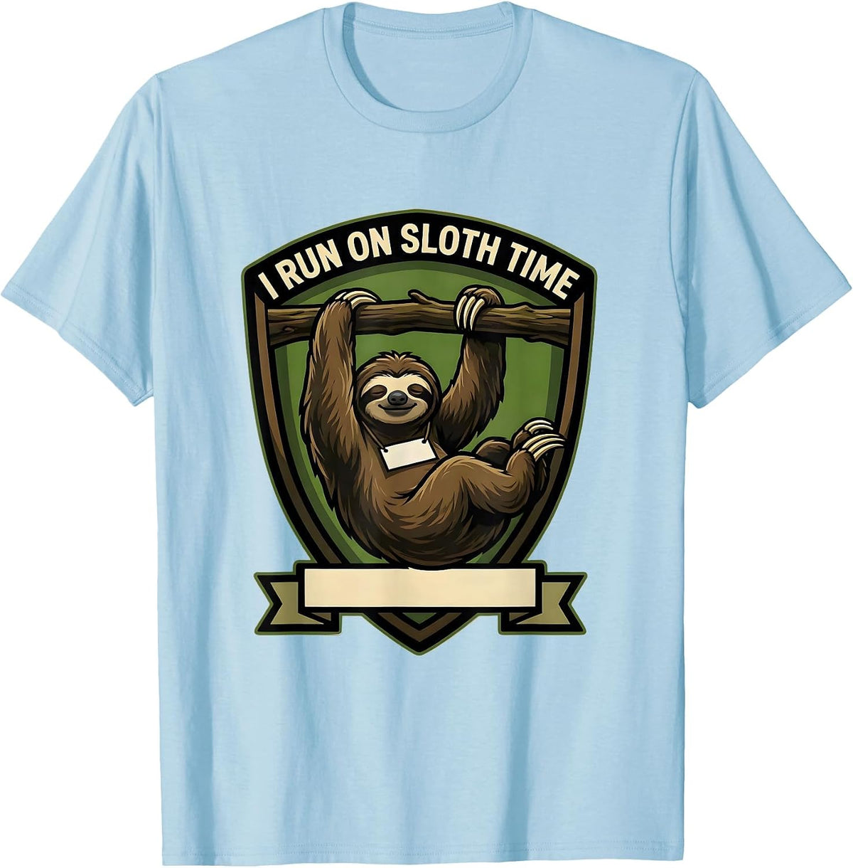 Men's I Run On Sloth Time Funny Sloth Lover Animal Humor T-Shirt - Baby Blue