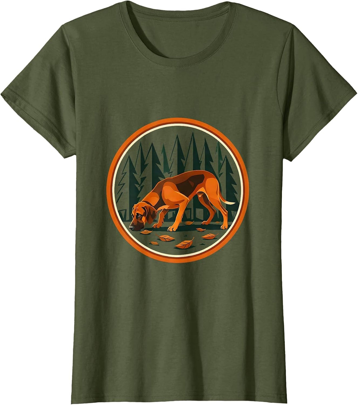 Women's Bloodhound On The Trail Hunting Graphic T-Shirt - Olive Green
