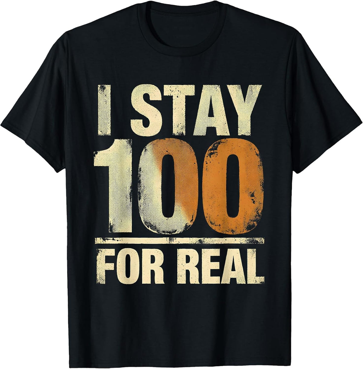 Men's I Stay 100 For Real Nostalgic Old School Hip Hop Rap Music T-Shirt - Black
