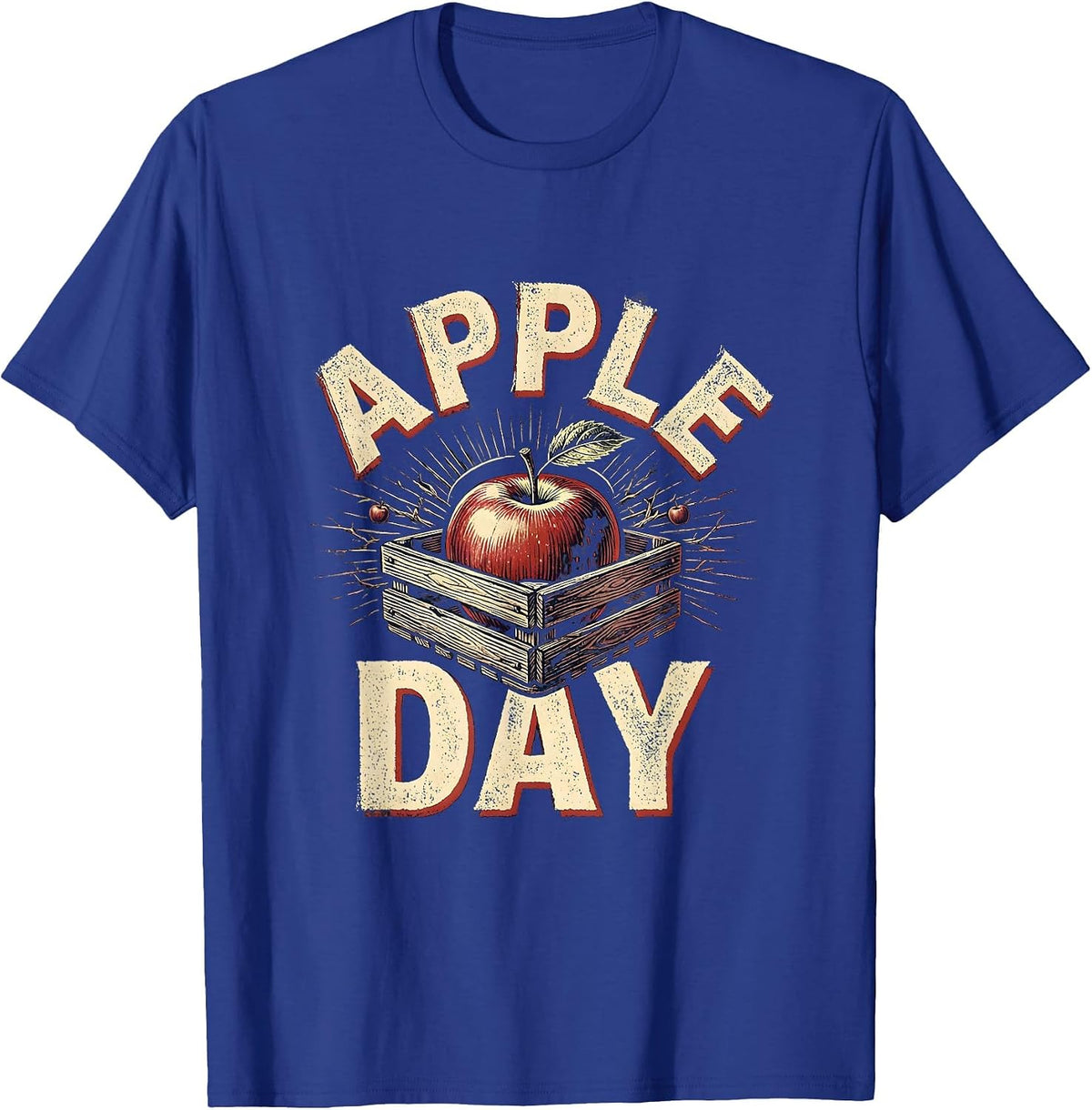 Apple Day Rubber Stamp Apple Lover Fruit Lover Orchard T-Shirt - Royal Blue