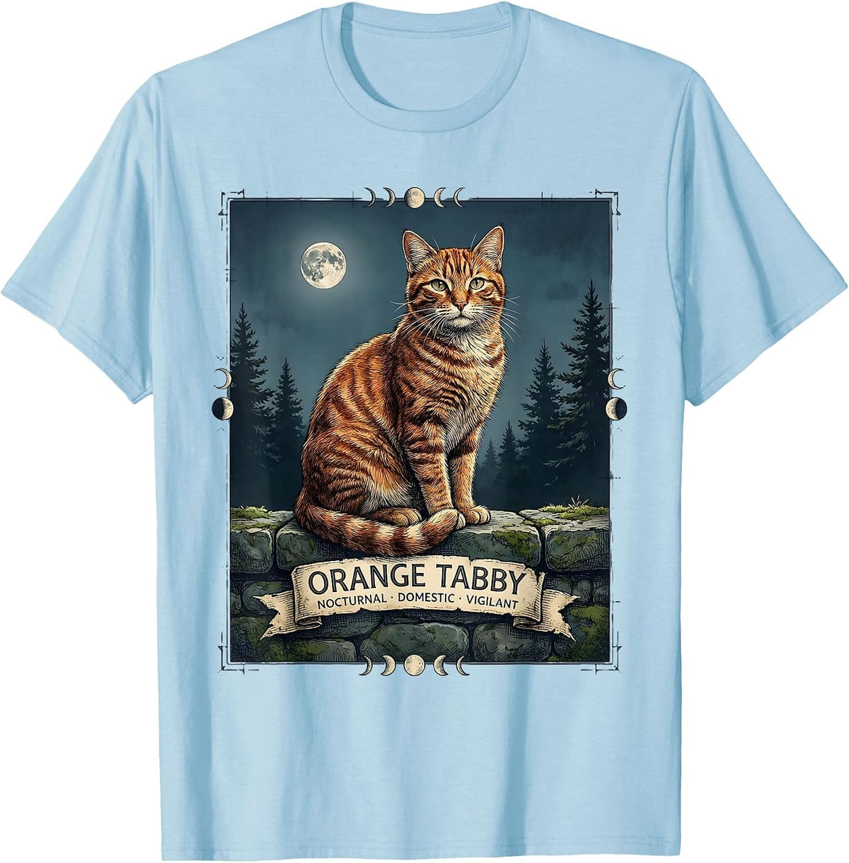 Men's Orange Tabby — Nocturnal, Domestic, Vigilant Vintage T-Shirt - Baby Blue