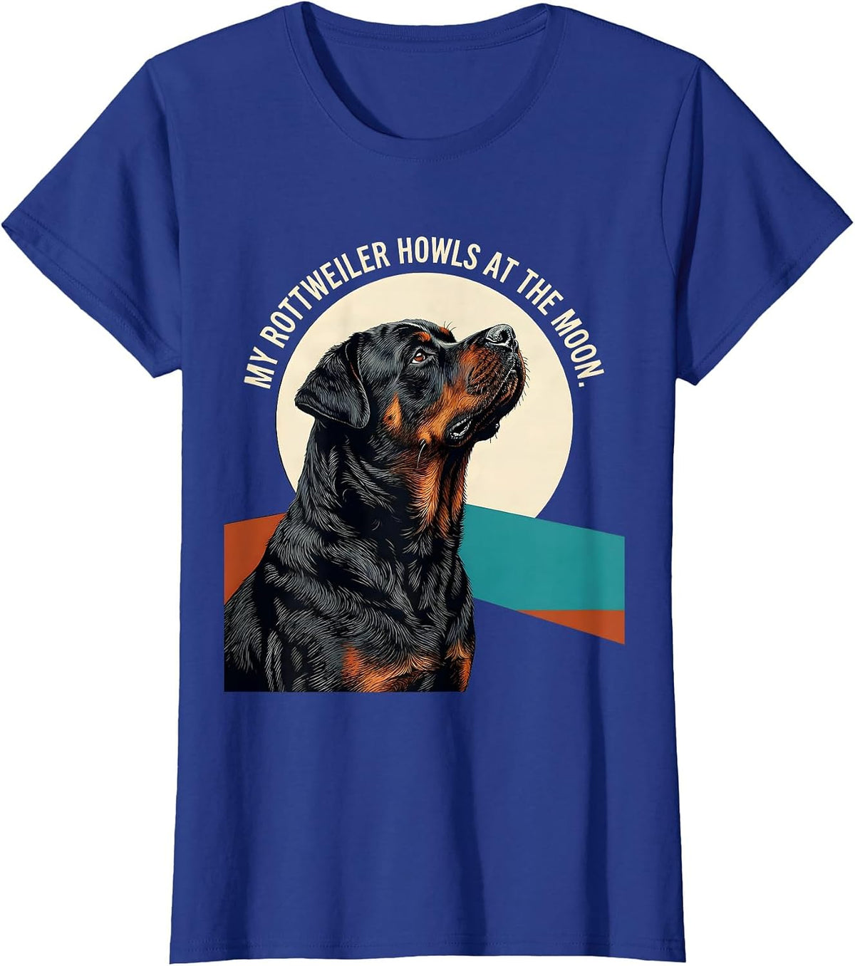 Women's My Rottweiler Howls at the Moon Midcentury Modern Dog Lover T-Shirt - Royal Blue