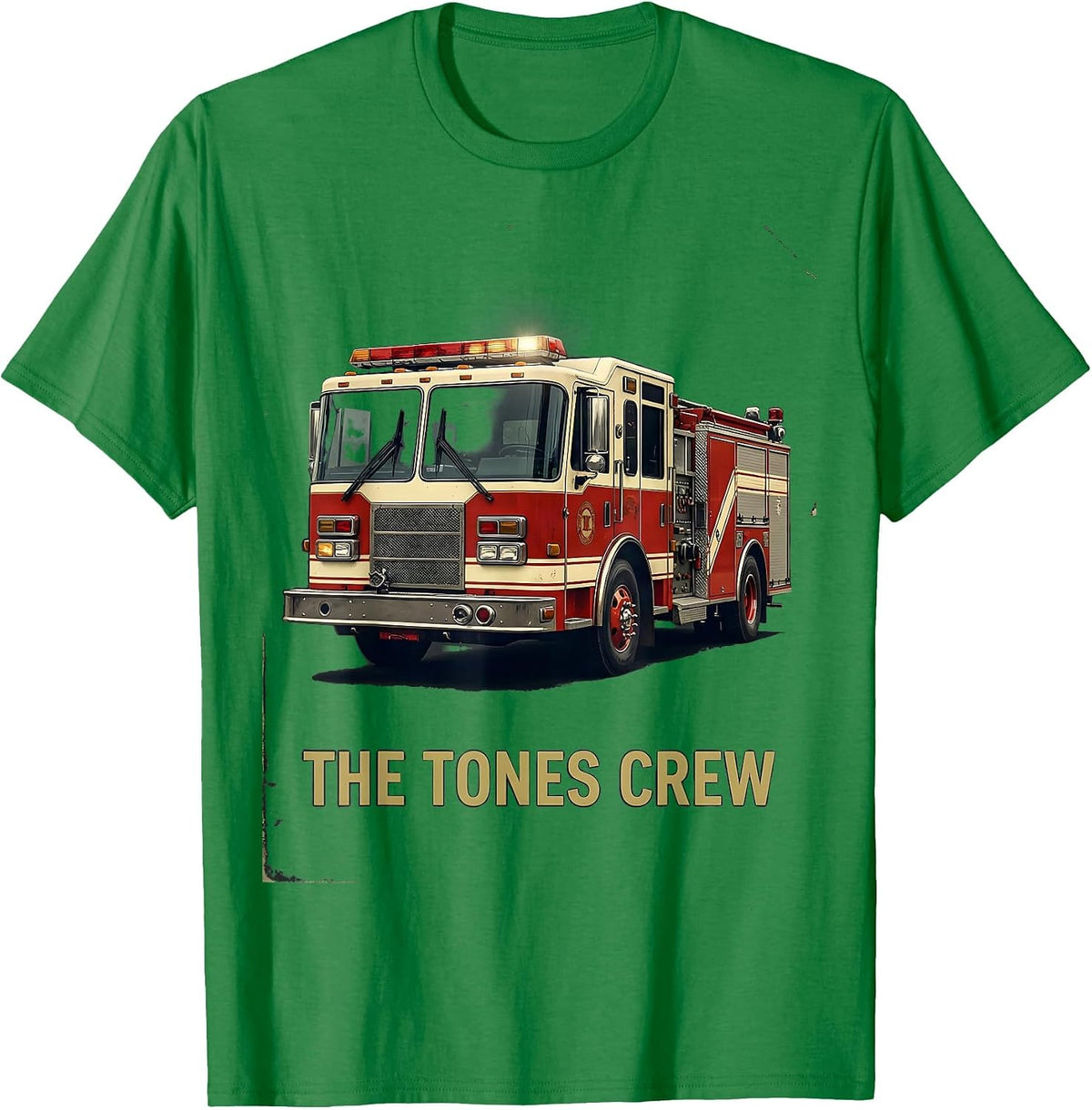 Men's THE TONES CREW Vintage Fire Truck Firefighter Crew Gift T-Shirt - Kelly Green