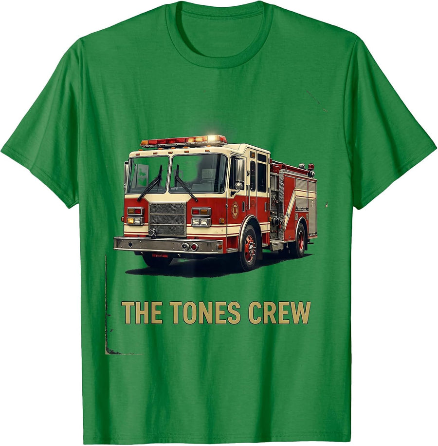 Men's THE TONES CREW Vintage Fire Truck Firefighter Crew Gift T-Shirt - Kelly Green