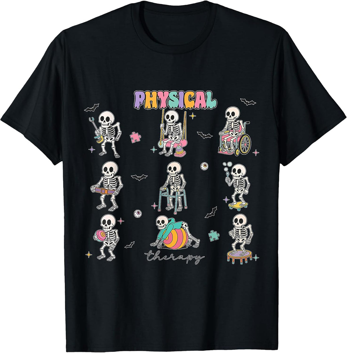 Funny Ghost Physical Therapy Pt Physical Therapist Halloween T-Shirt - Black