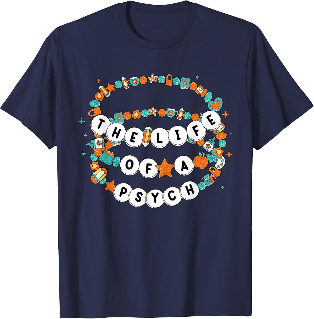 Friendship Bracelet The Life of A Psych School Psychologist T-Shirt - Navy Blue