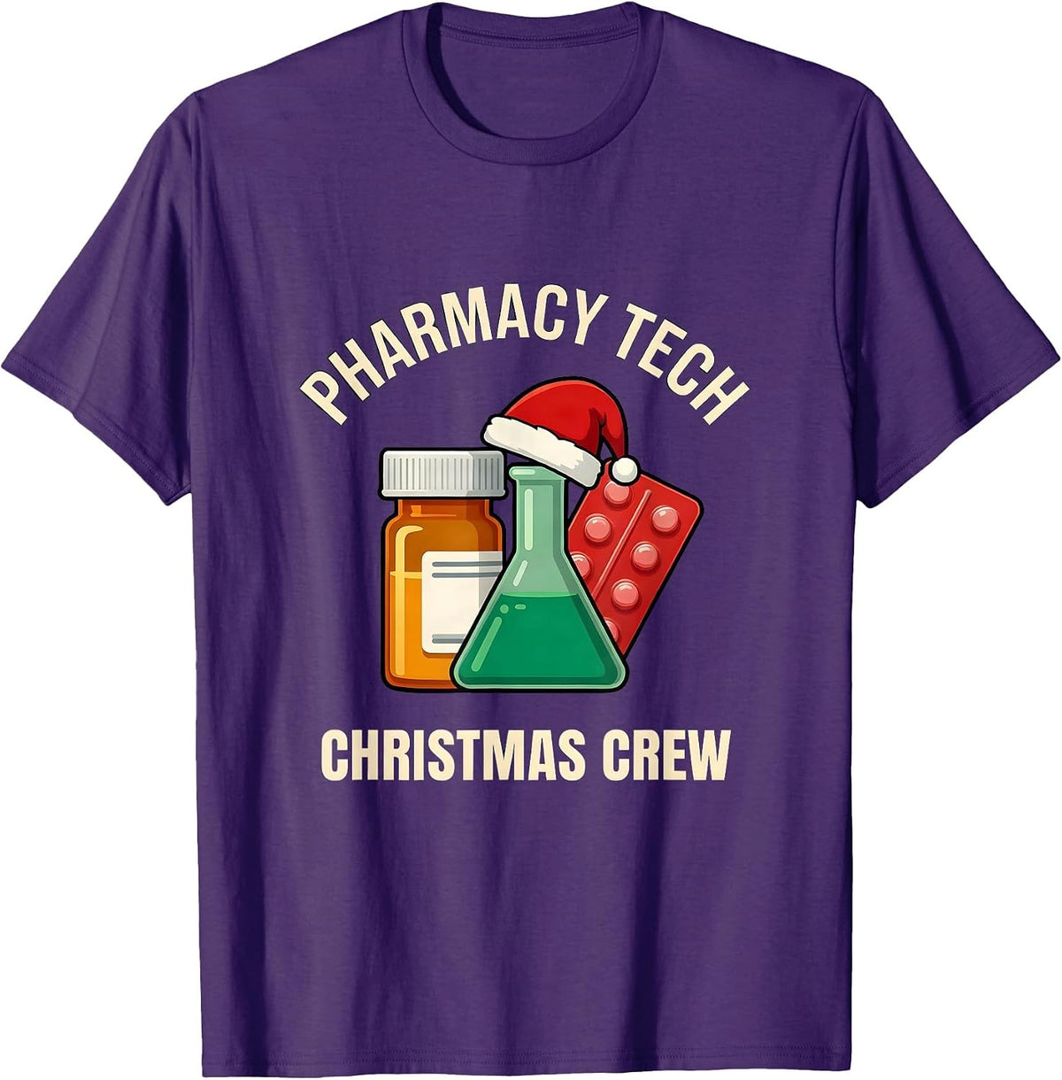 Pharmacy Tech Christmas Crew Funny Pharmacy Technician Lab T-Shirt - Purple