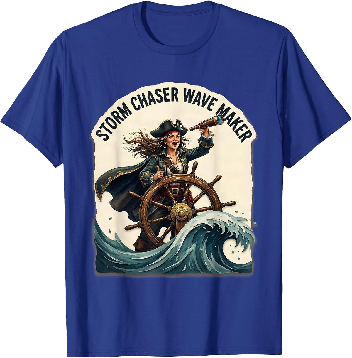 Men's Storm Chaser Wave Maker Pirate Design T-Shirt - Royal Blue