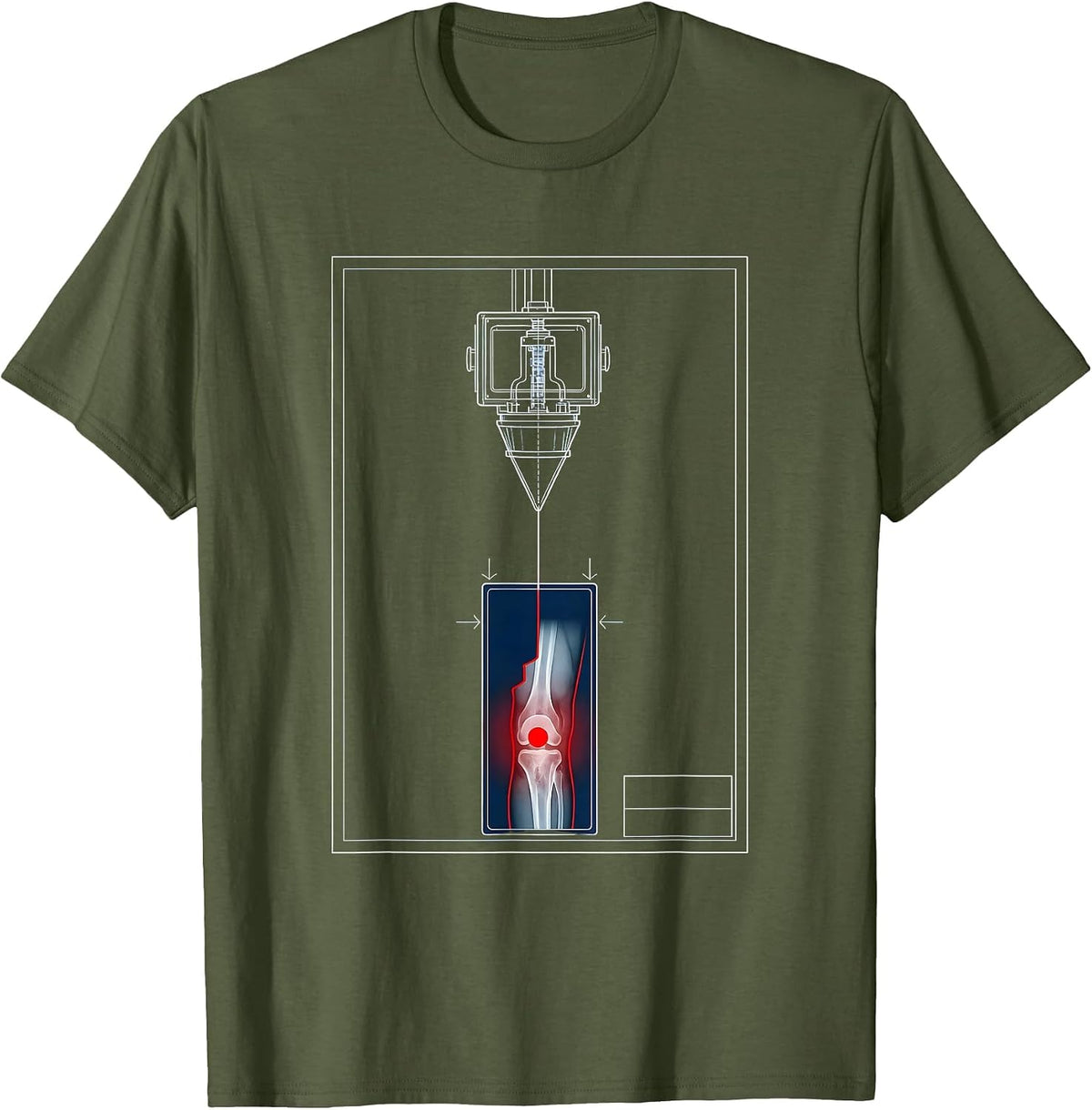Men's Radiology X-Ray Tech Blueprint Humor Rad Tech Gift T-Shirt - Olive Green