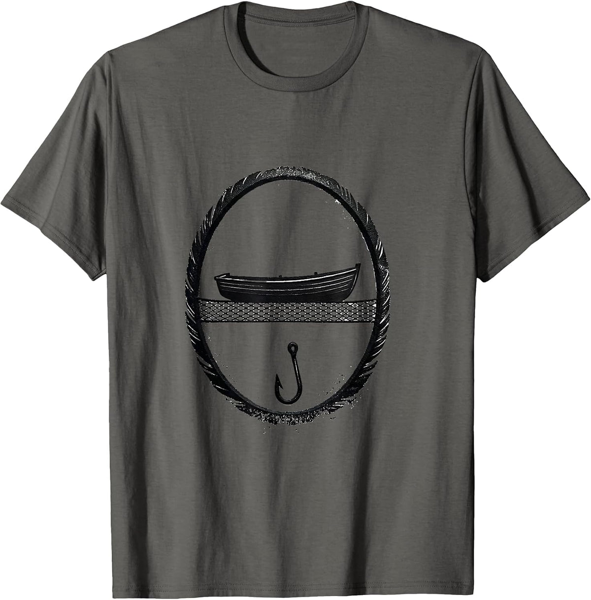 Christian Fisherman Seal Faith Symbol Rubber Stamp T-Shirt - Asphalt Grey
