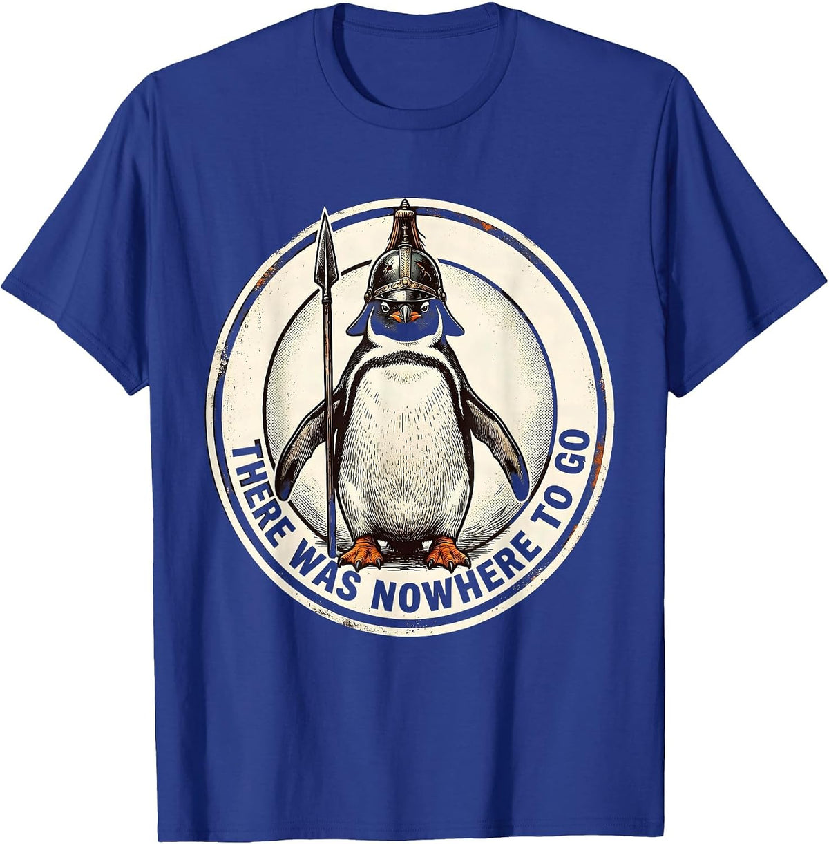 There Was Nowhere To Go Vintage Funny Penguin Martial Arts T-Shirt - Royal Blue