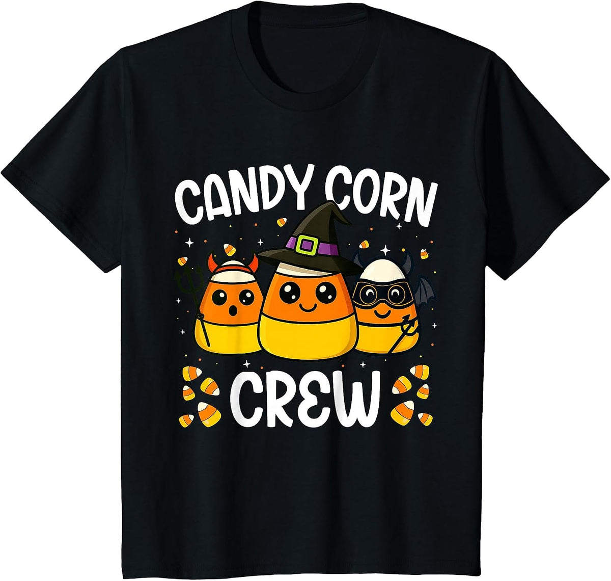 Candy Corn Crew Halloween Costume Men Women Kids T-Shirt - Black