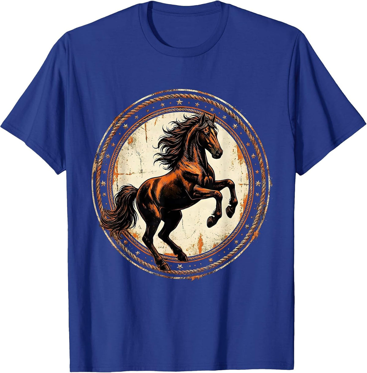 Rearing Horse Rodeo Graphic Design T-Shirt - Royal Blue