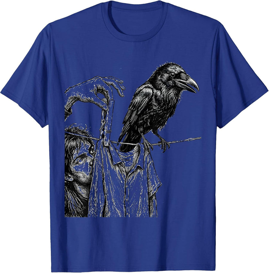 Frozen Crow Clothespin Dark Humor Bird Lover T-Shirt - Royal Blue