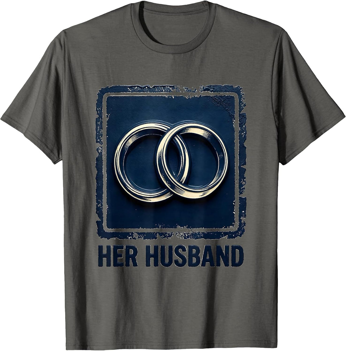 Men's Rubber Stamp Wedding Bands Cheeky Couple Humor T-Shirt - Asphalt Grey