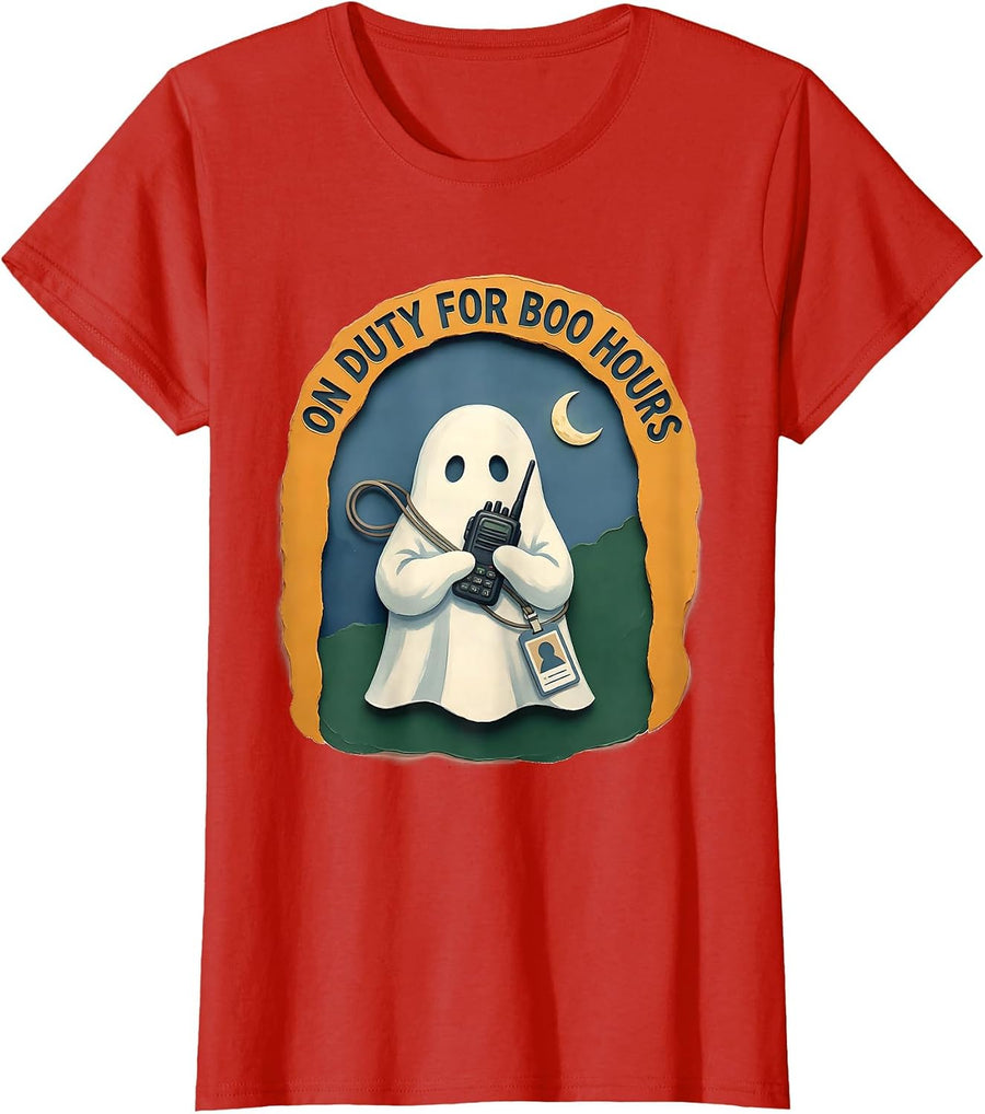 Women's On Duty For Boo Hours Storybook Ghost SPED Paraprofessional T-Shirt - Red