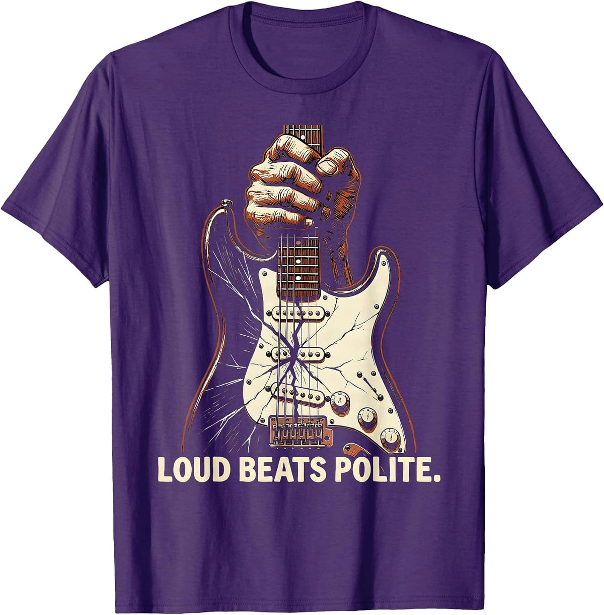 Loud Beats Polite Grunge Music Design T-Shirt - Purple