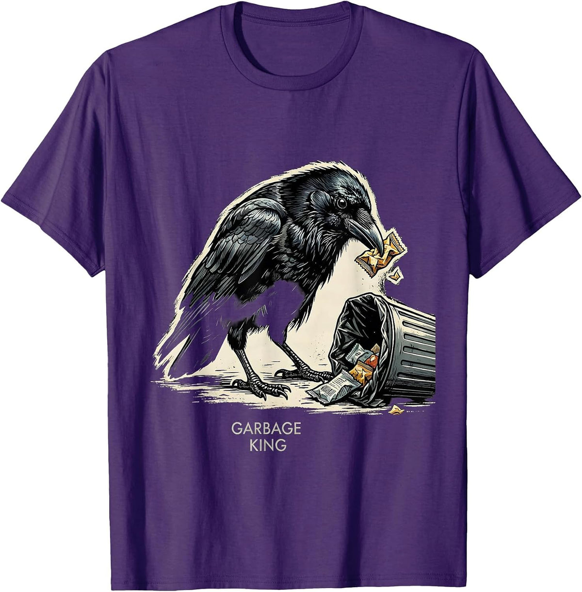 Crow Scavenger Vintage Funny Animal Meme Animal Lover T-Shirt - Purple