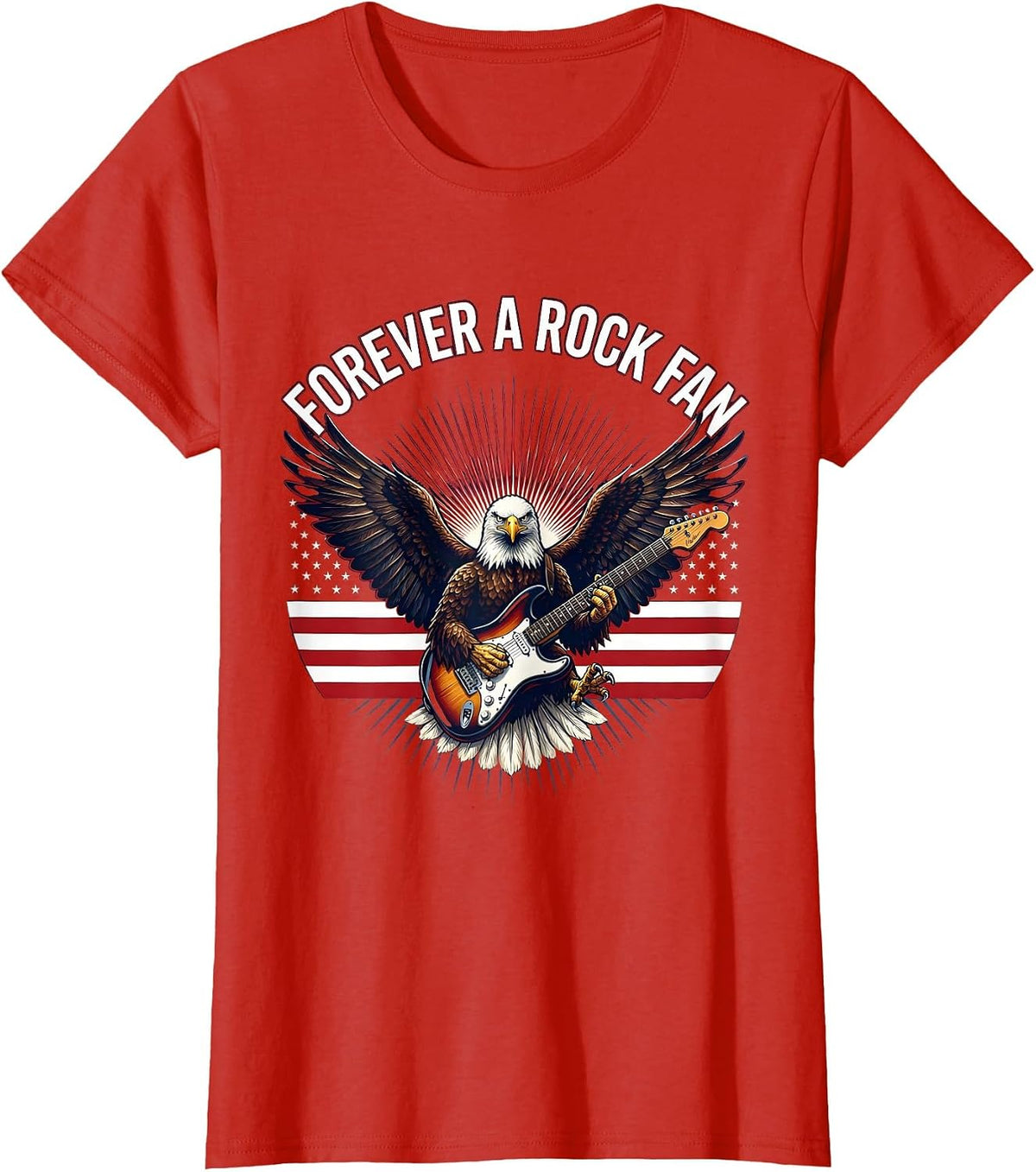 Women's Forever a Rock Fan Bold Music Lover Design T-Shirt - Red