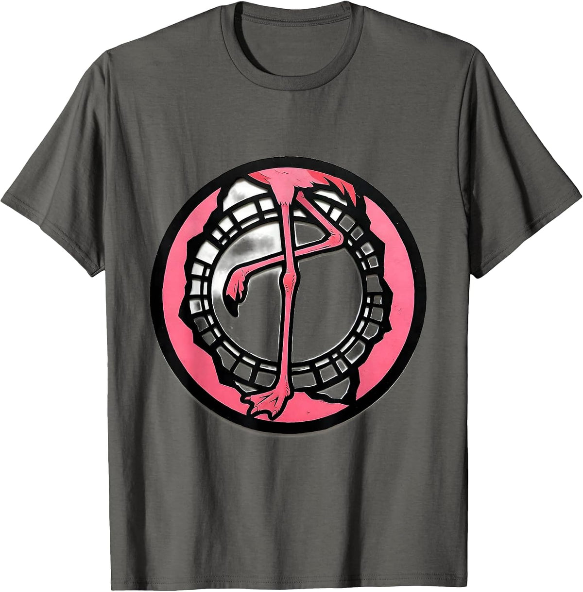 Men's Stencil Flamingo Seal Humor Animal Lover T-Shirt - Asphalt Grey