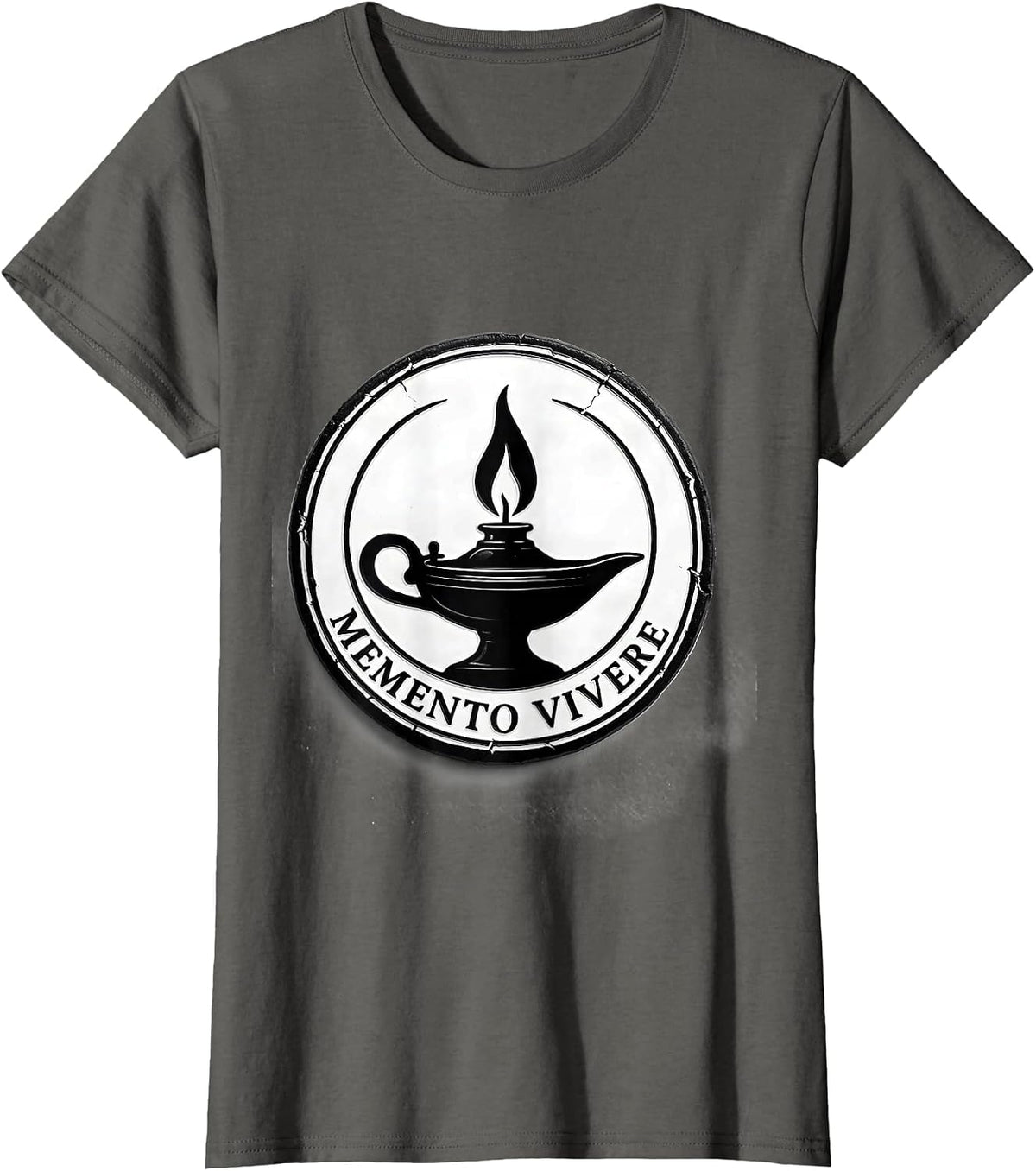 Women's Memento Vivere Stoic Philosophy Quote Marcus Aurelius T-Shirt - Asphalt Grey