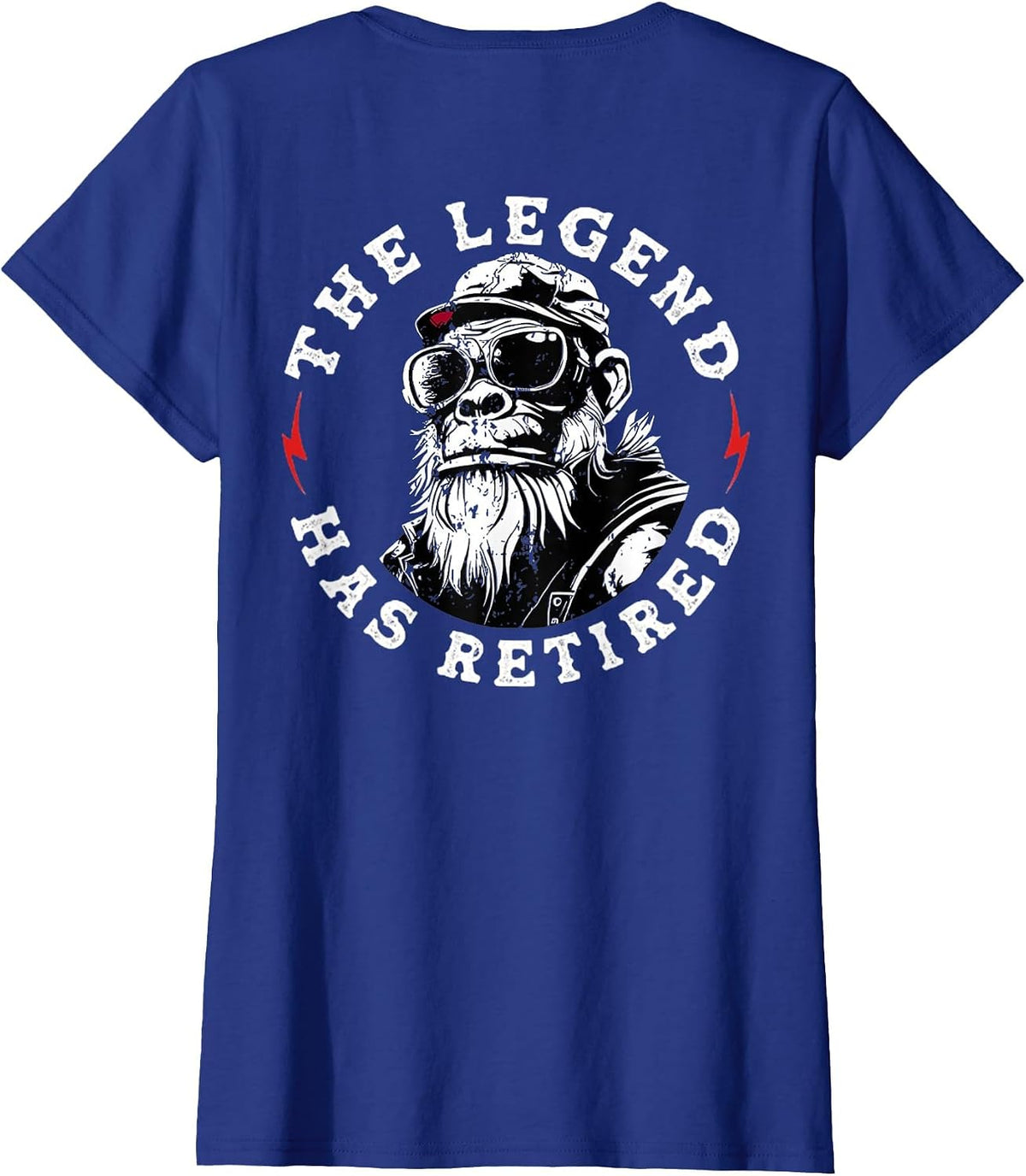 Funny Monkey Retirement The Legend Has Retired (On Back) T-Shirt - Royal Blue