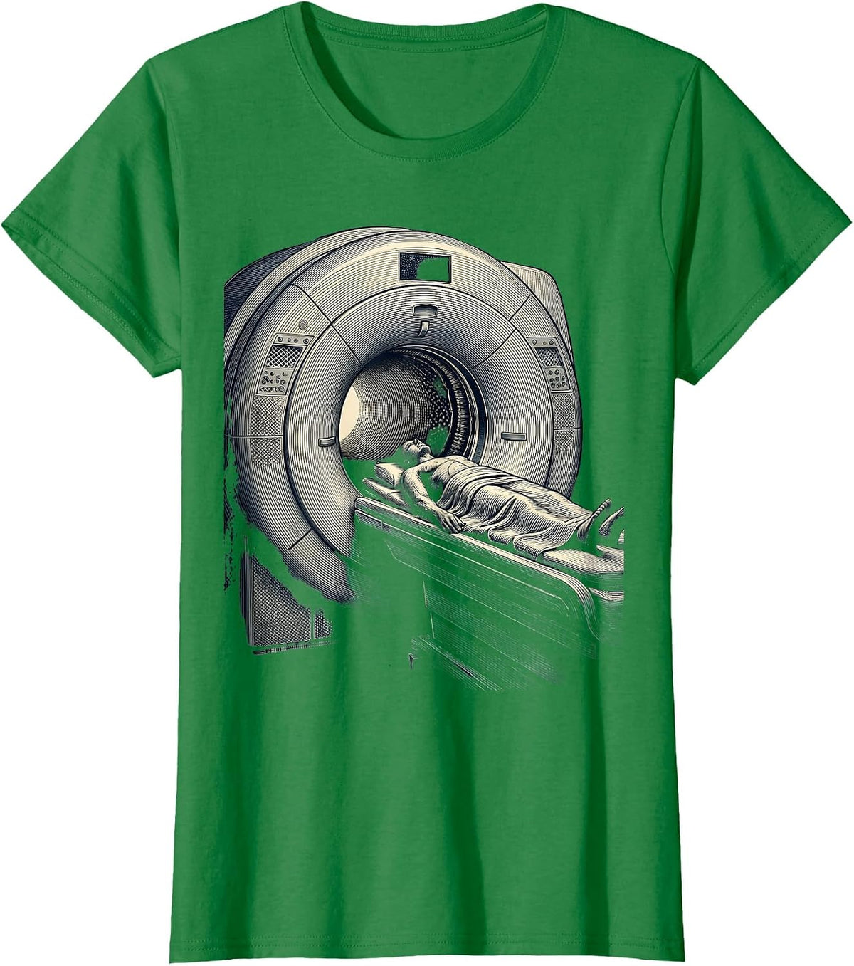 Women's MRI Machine Radiology Illustration Graphic Design T-Shirt - Kelly Green