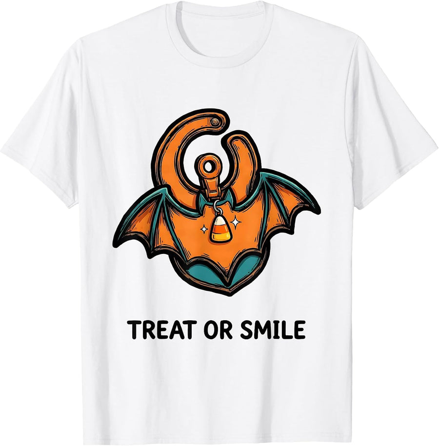 Men's Treat Or Smile Funny Dental Hygienist Halloween Costume T-Shirt - White