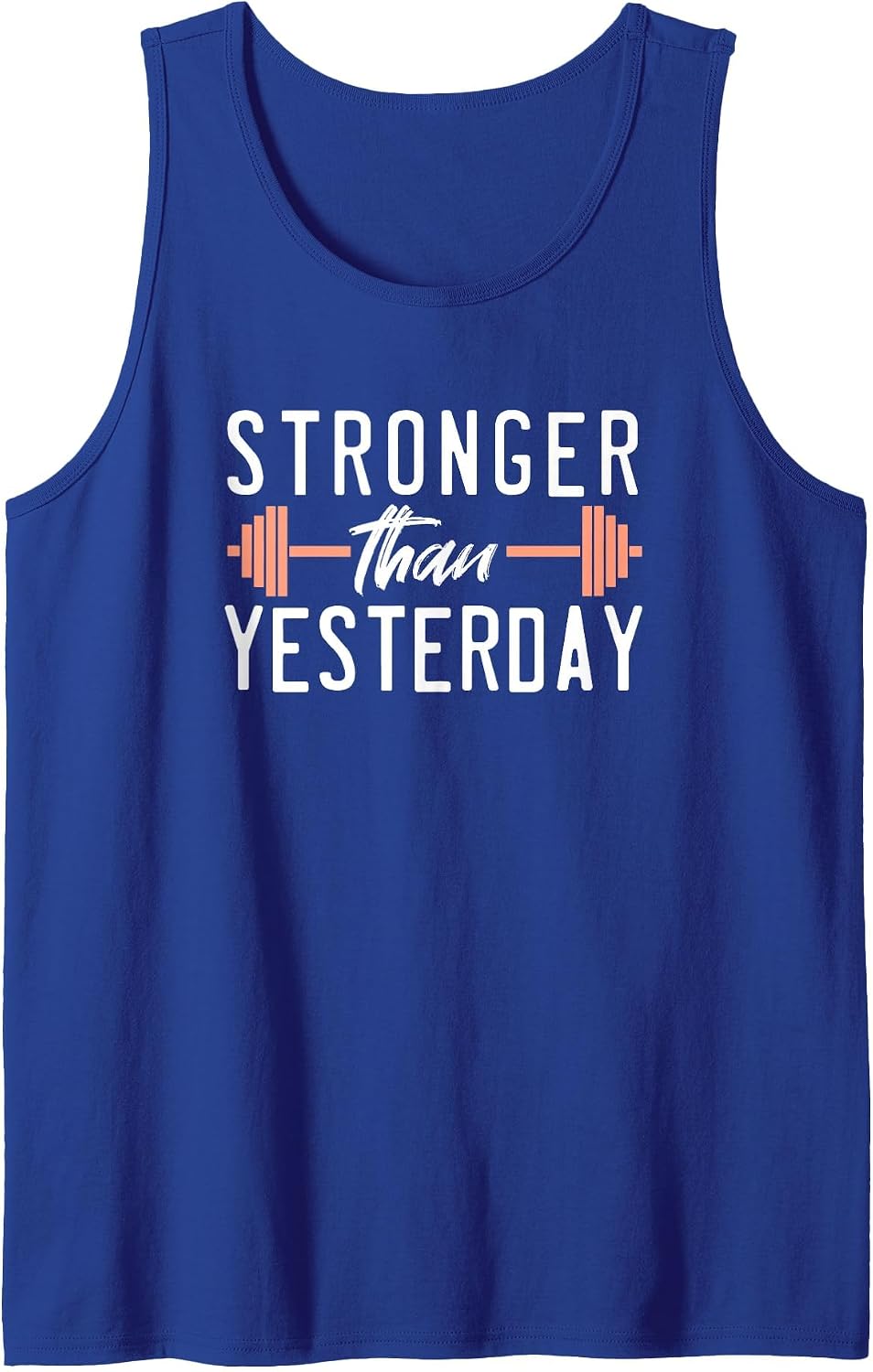 Stronger Than You were Yesterday Barbell Weight Gym Workout Tank Top - Royal Blue