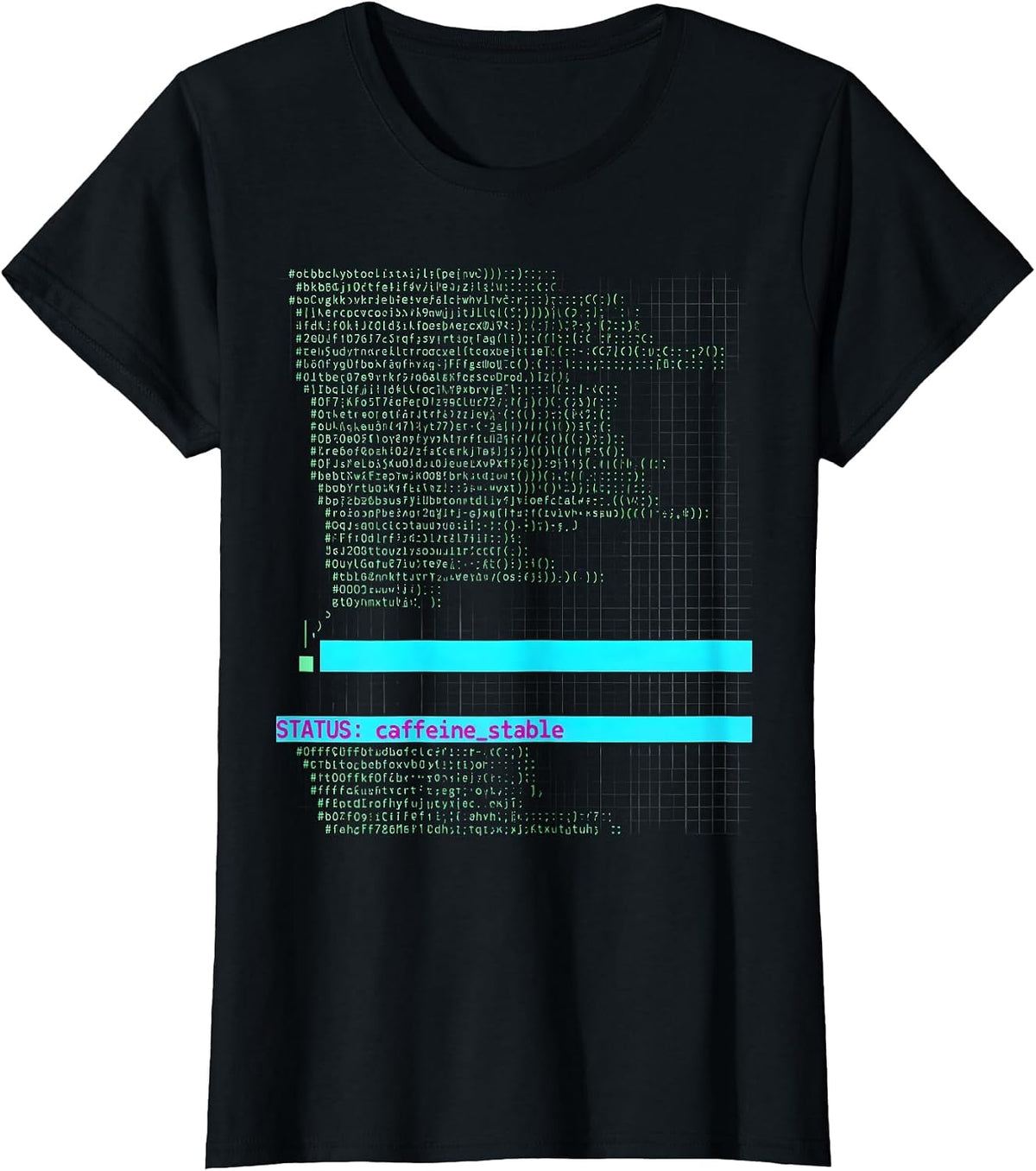 STATUS: caffeine_stable Funny Programmer Nerd Developer T-Shirt - Black