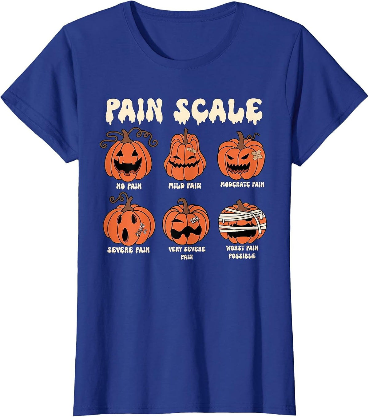 Pain Scale Spooky Pumpkin Fall Halloween Trauma Nurse Triage T-Shirt - Royal Blue