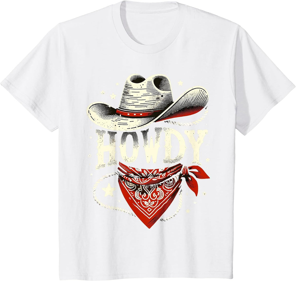 Howdy Cowboy Hat Western Rodeo T-Shirt - White