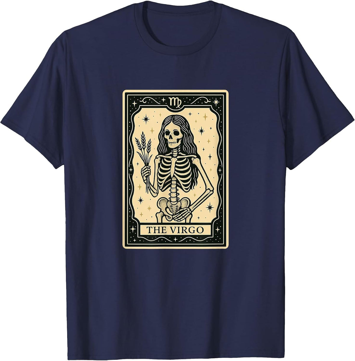 The Virgo Tarot Card - Halloween Spooky Gothic Witchy T-Shirt - Navy Blue