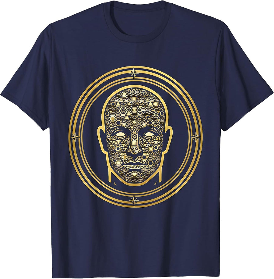 Math Teacher Geometric Mind Illustration T-Shirt - Navy Blue
