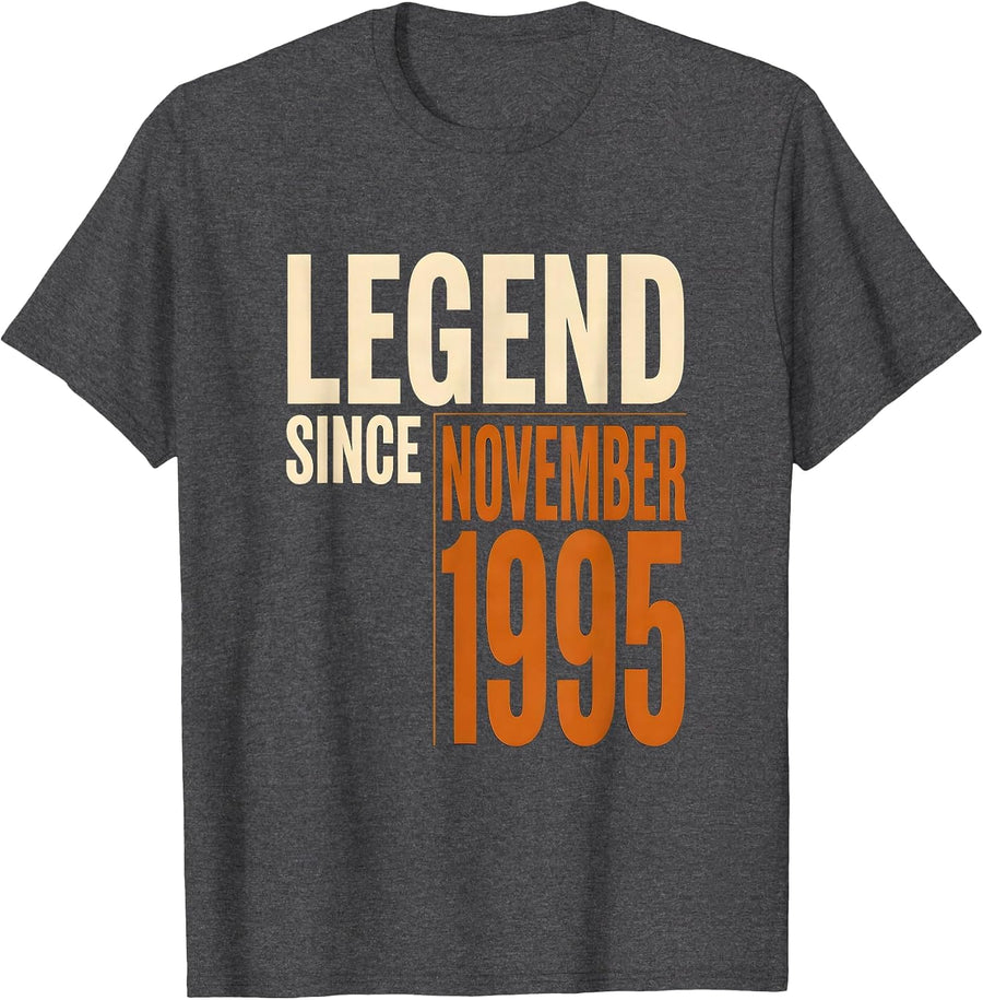 Men's Legend Since November 1995 Vintage Birthday Gift for Dads T-Shirt - Dark Heather Grey