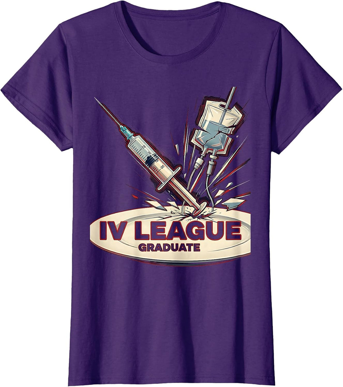 Women's IV League Graduate Funny Nurse Design T-Shirt - Purple