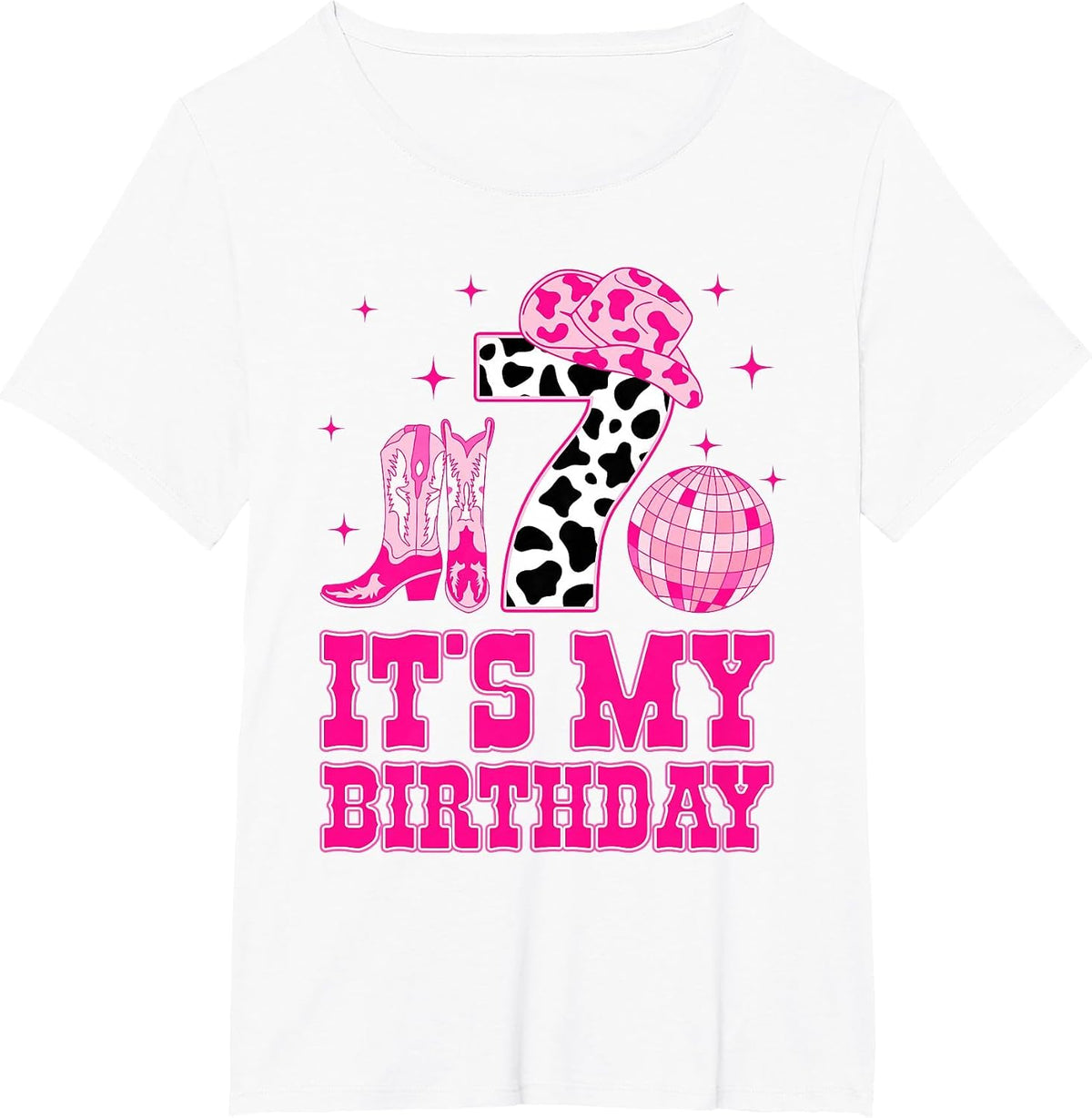 It's My 7th Birthday Cowgirl 7 Years Old Western Kids Girls T-Shirt - White