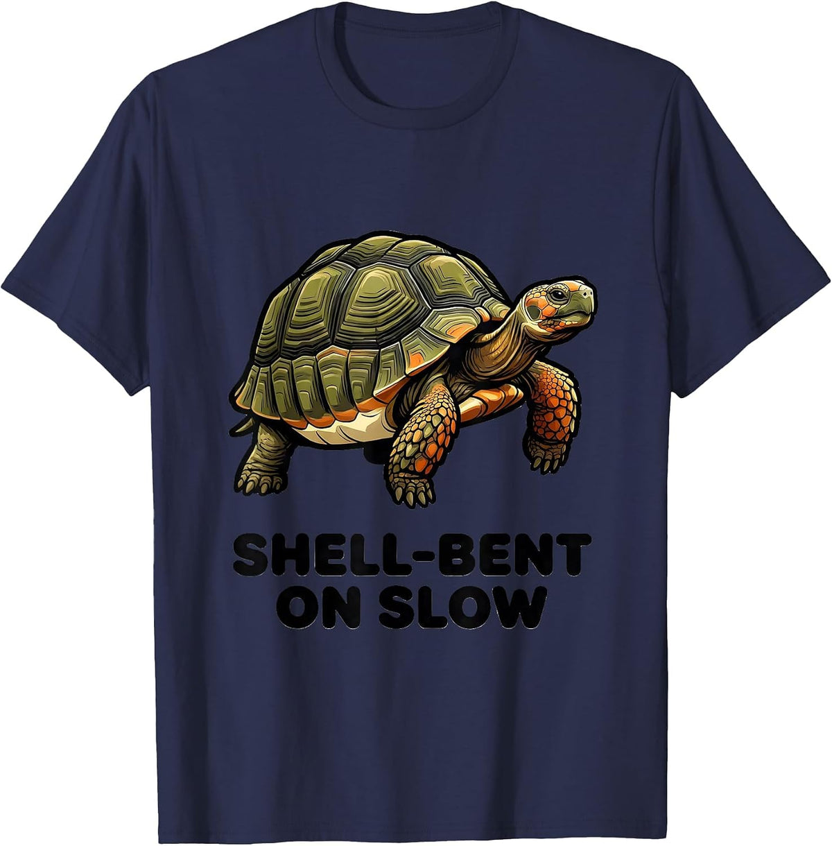 Shell-Bent On Slow Bold Humor Turtle Lover Reptile Gift T-Shirt - Navy Blue