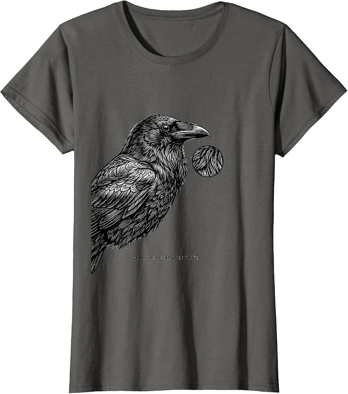 Women's Note The Throat Feathers Dark Humor Crow Bird Lover T-Shirt - Asphalt Grey
