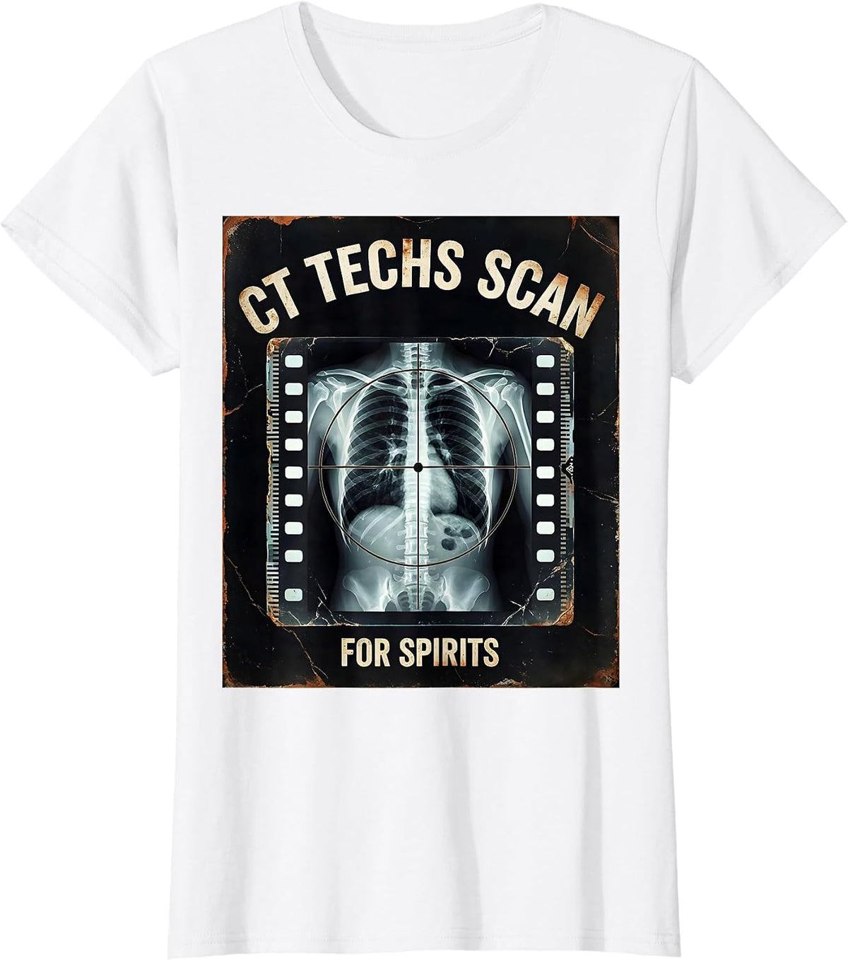 Women's CT Techs Scan For Spirits Distressed Radiology Halloween T-Shirt - White