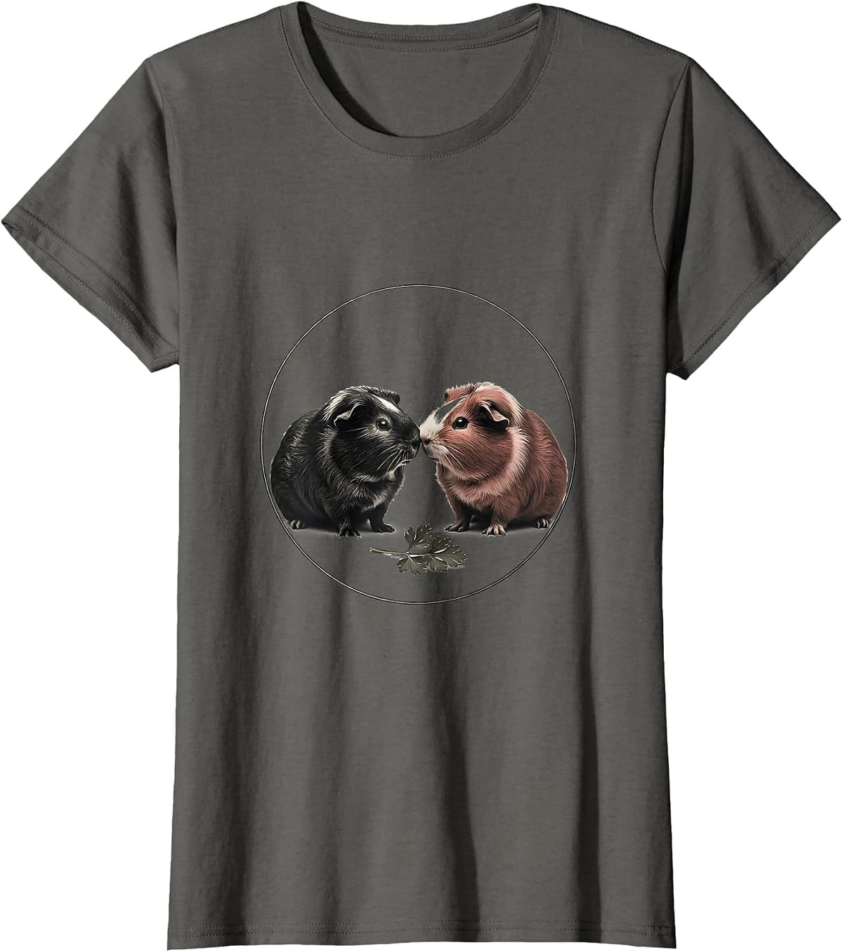 Women's Guinea Pigs Nose-to-Nose Minimalist Pet Lover Humor T-Shirt - Asphalt Grey