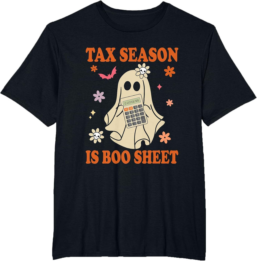 Funny Accountant Tax Season is Boo Sheet CPA Halloween Ghost T-Shirt - Black
