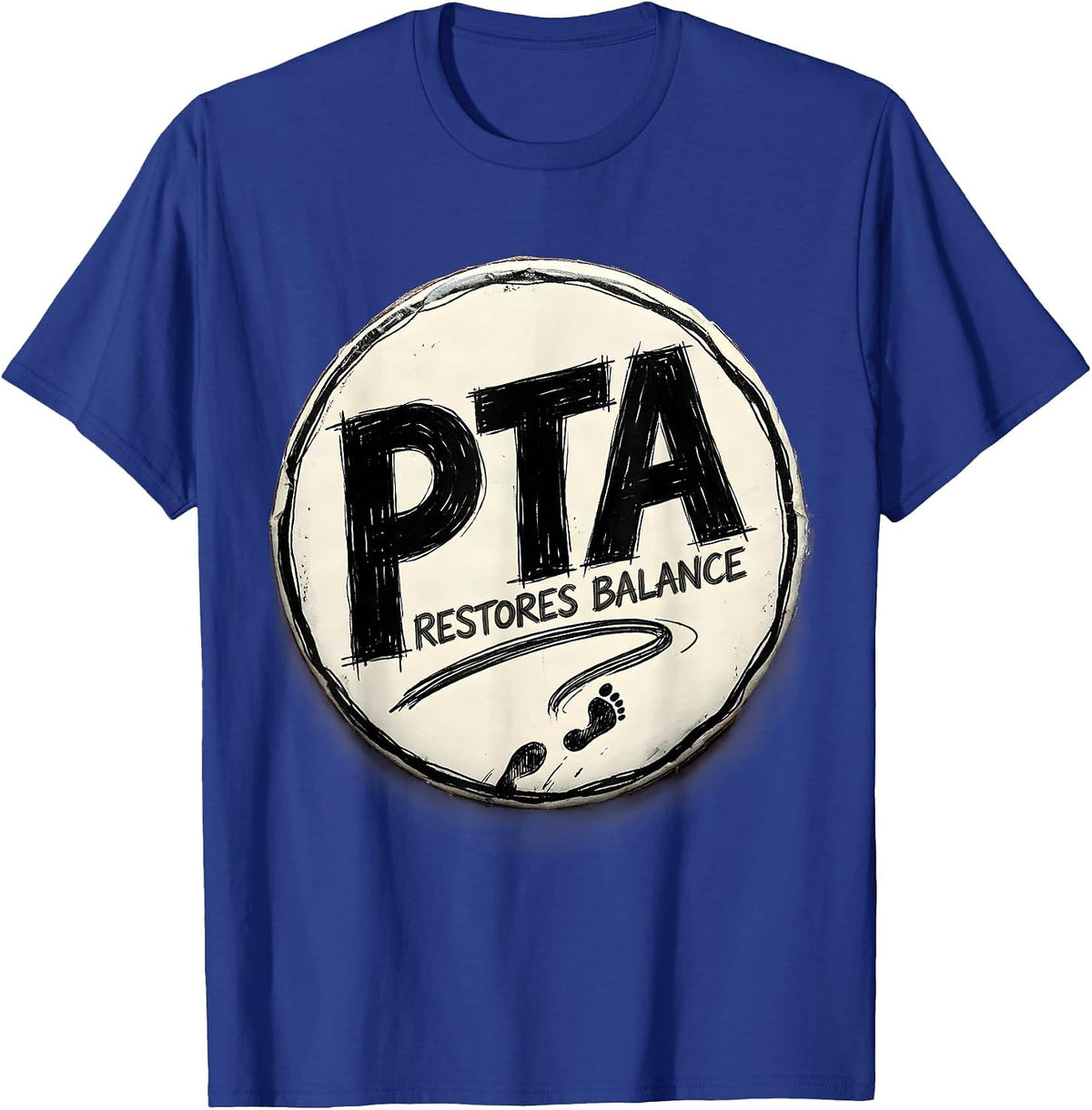 Men's PTA Restores Balance Hand-Sketched Physical Therapy T-Shirt - Royal Blue