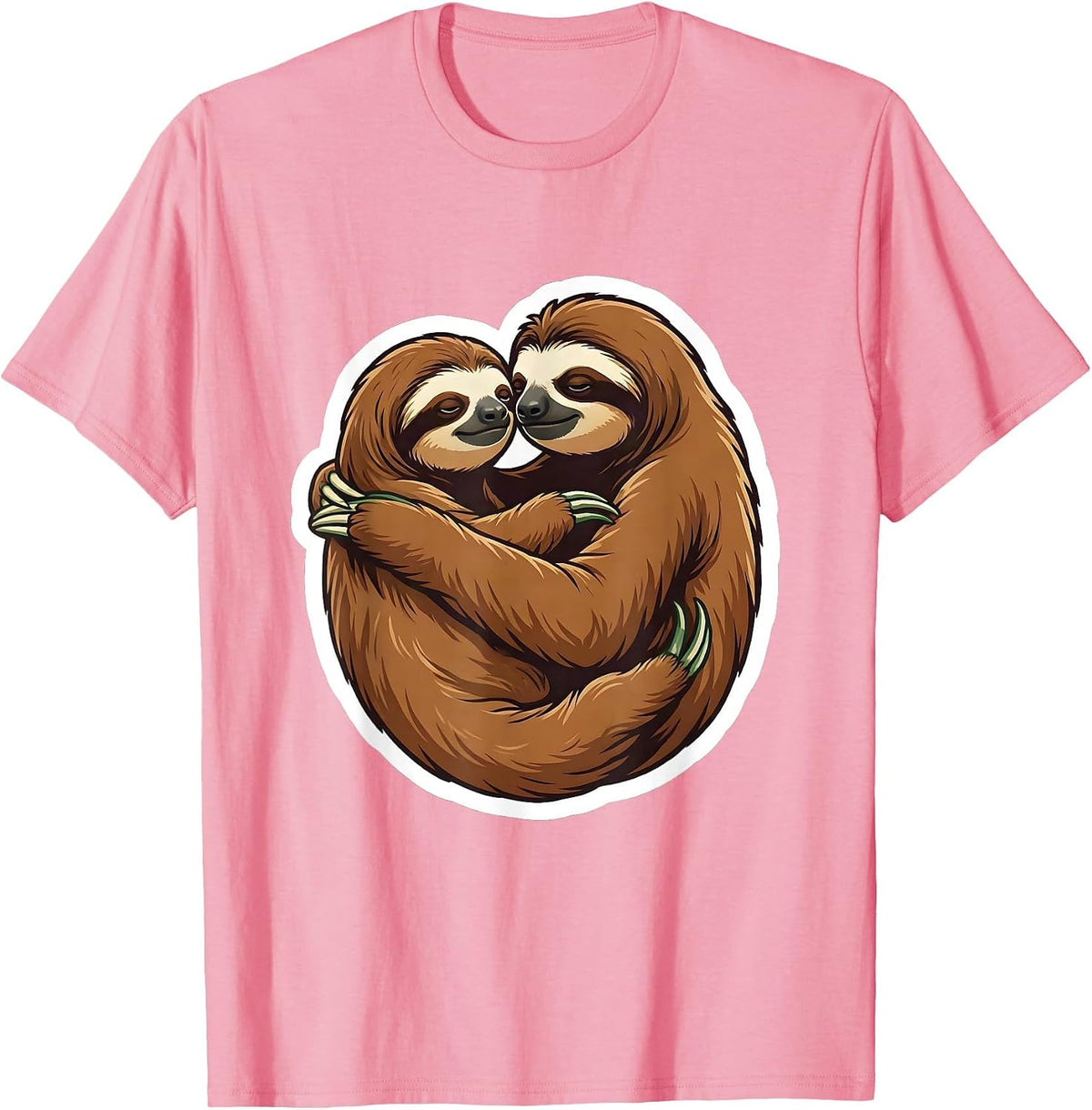Men's Sloth Hug Funny Sloth Lover Animal Humor T-Shirt - Pink