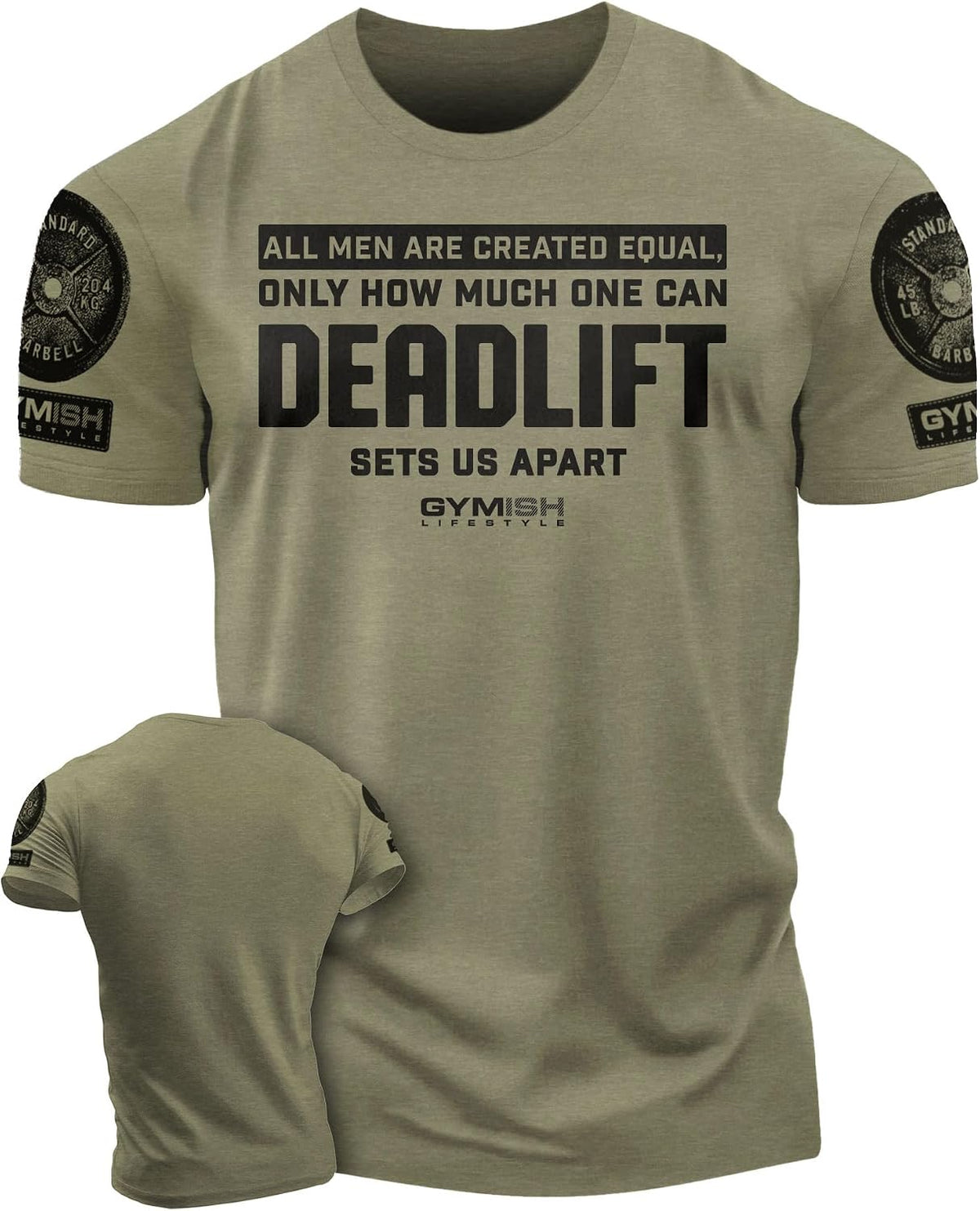 Created Equal Deadlift Men's Graphic T-shirts, Short Sleeve Sports shirt - 1. Equal Deadlift Military Green Branded