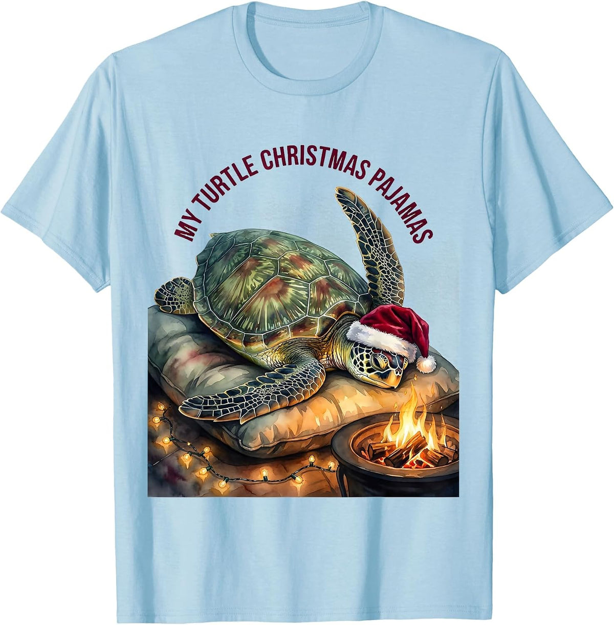 Men's My Turtle Christmas Pajamas Whimsical Holiday Sea Turtle T-Shirt - Baby Blue
