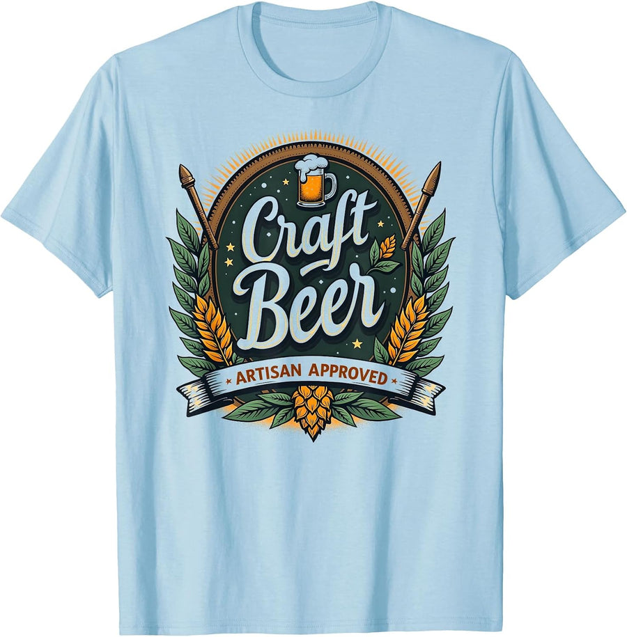 Craft Beer Artisan Approved Brewing Design T-Shirt - Baby Blue