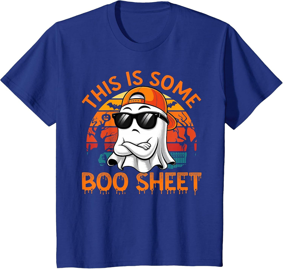 Funny Halloween This is Some Boo Sheet Ghost Retro Men Boys T-Shirt - Royal Blue
