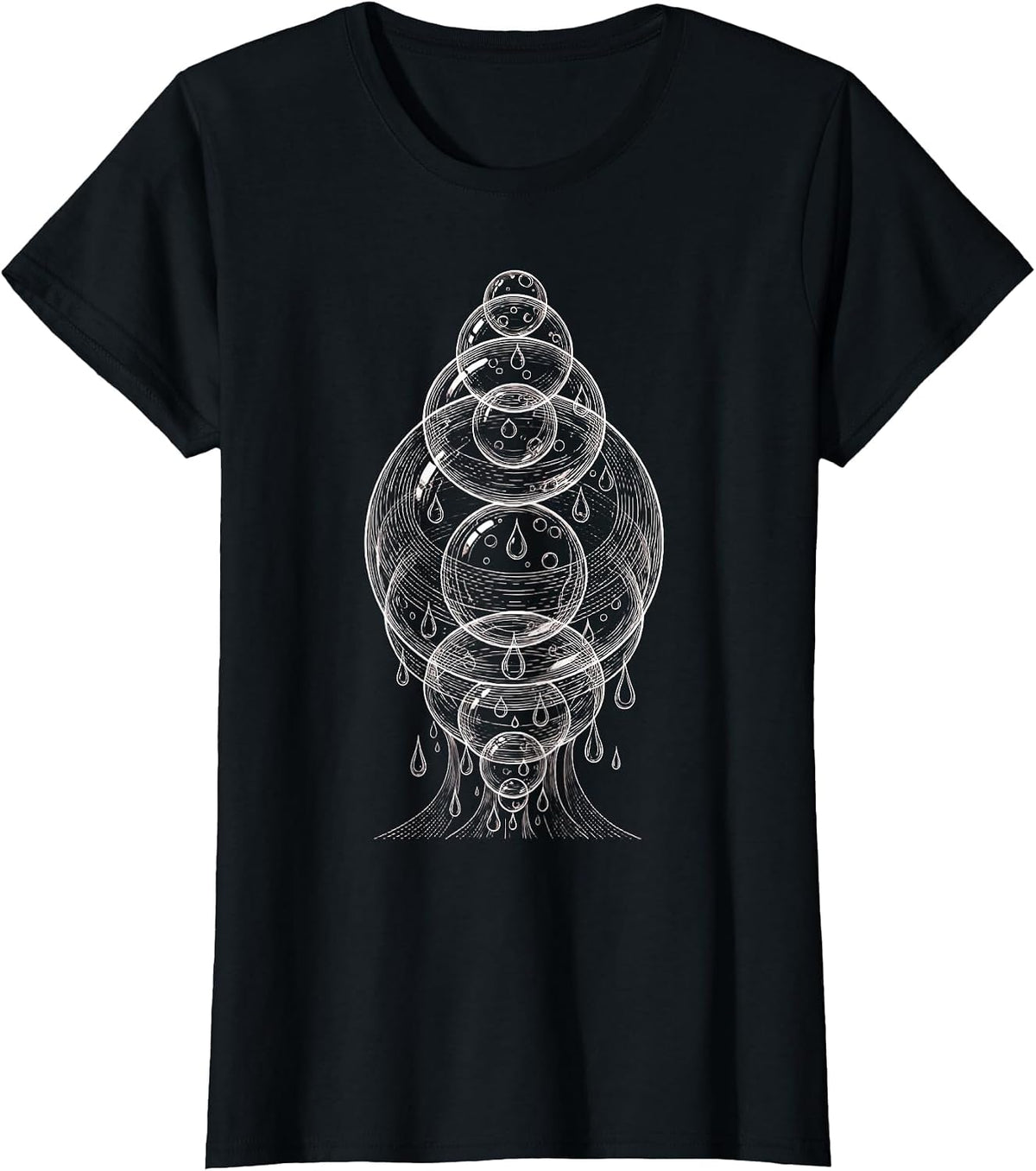 K-Beauty Glass Skin Serum Orbs Illustration T-Shirt - Black