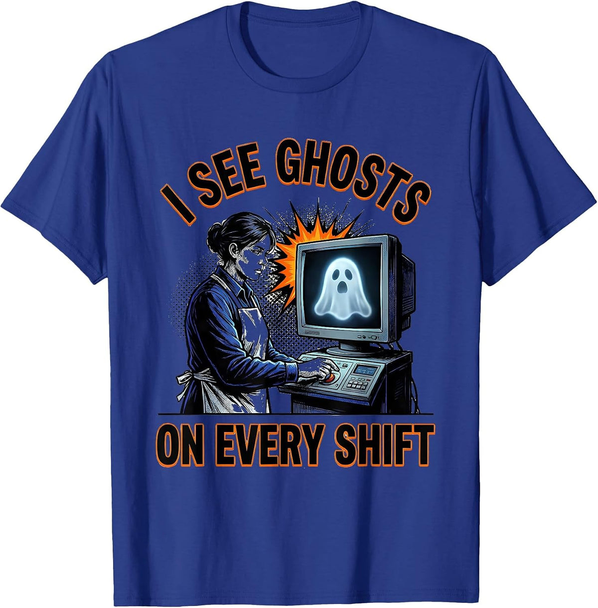 I See Ghosts On Every Shift Funny Radiology Tech Halloween T-Shirt - Royal Blue